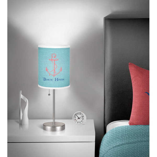 Chic Beach House 7 inch drum lamp shade - in room