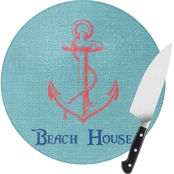 Chic Beach House Round Glass Cutting Board - Small