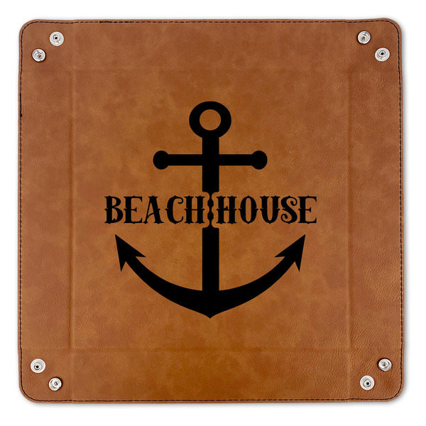 Chic Beach House 9" x 9" Leatherette Snap Up Tray - APPROVAL (FLAT)