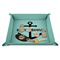 Chic Beach House 9" x 9" Teal Leatherette Snap Up Tray - STYLED