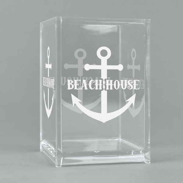 Custom Chic Beach House Acrylic Pen Holder