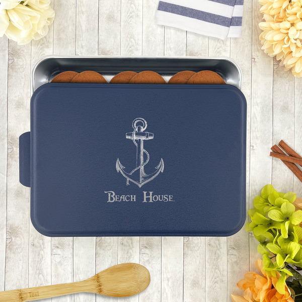 Chic Beach House Aluminum Baking Pan - Navy Lid - LIFESTYLE