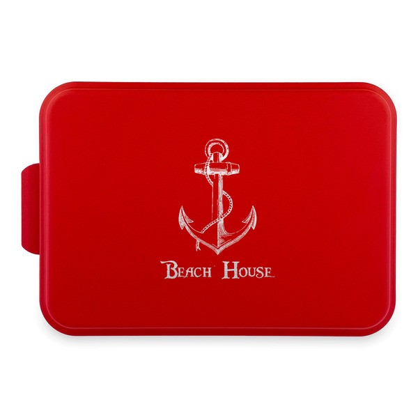 Custom Chic Beach House Aluminum Baking Pan with Red Lid