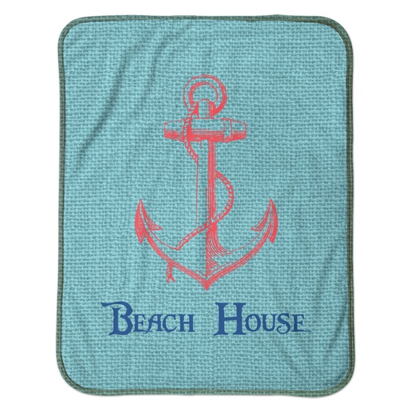 Chic Beach House Baby Sherpa Blanket - Flat