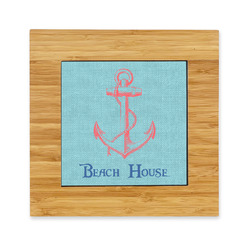 Chic Beach House Bamboo Trivet with Ceramic Tile Insert