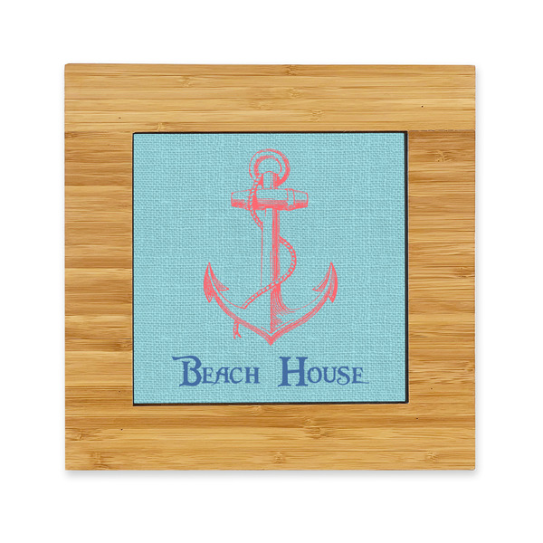Custom Chic Beach House Bamboo Trivet with Ceramic Tile Insert