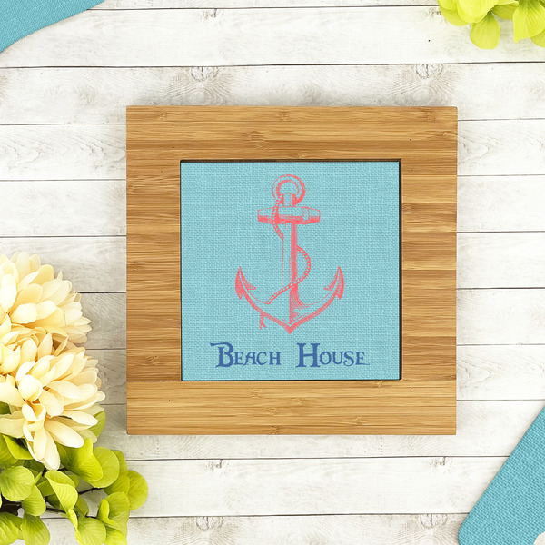 Chic Beach House Bamboo Trivet with 6" Tile - LIFESTYLE