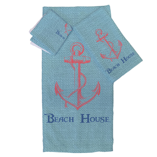 Custom Chic Beach House Bath Towel Set - 3 Pcs