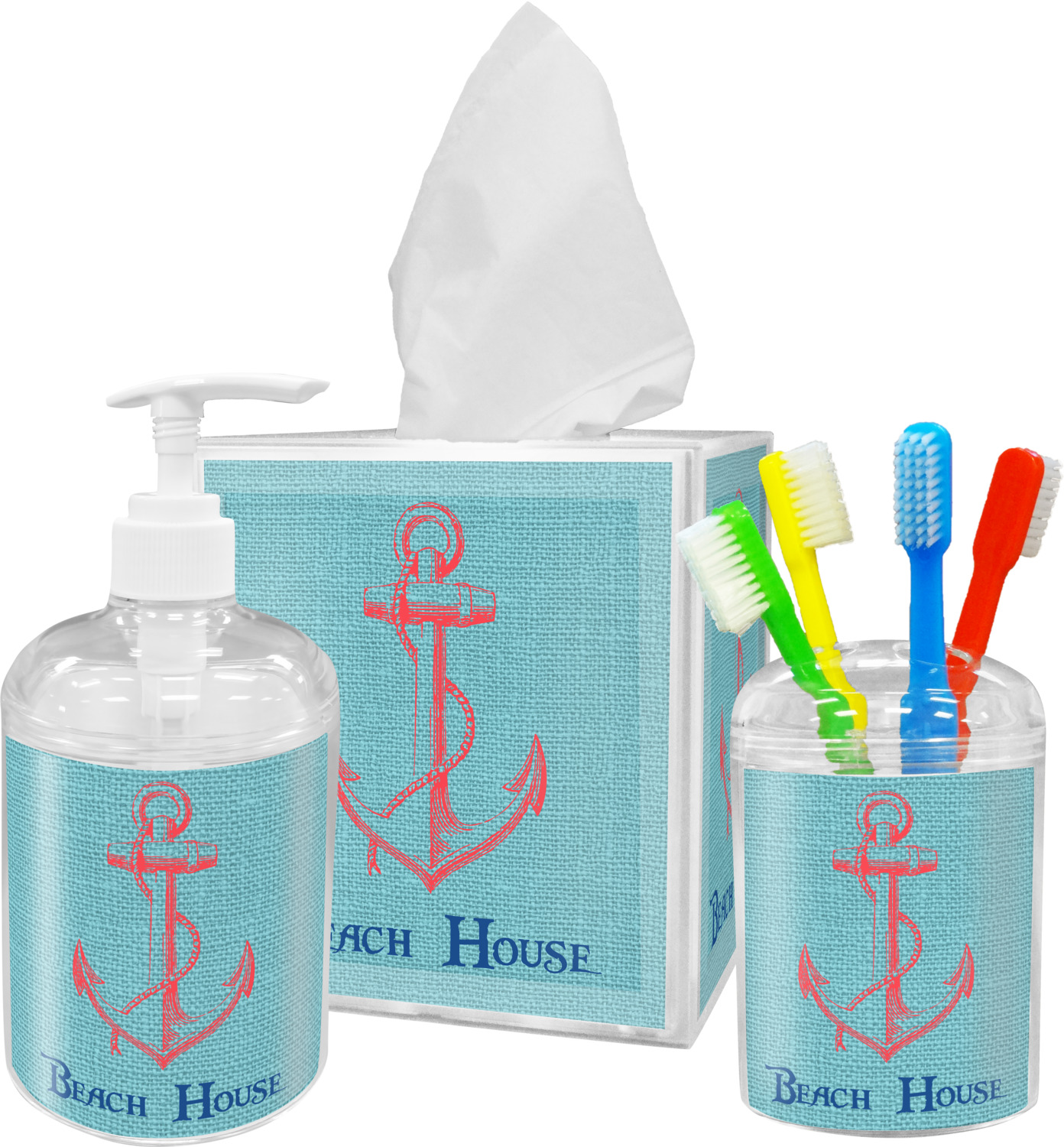 Chic Beach House Acrylic Bathroom Accessories Set YouCustomizeIt