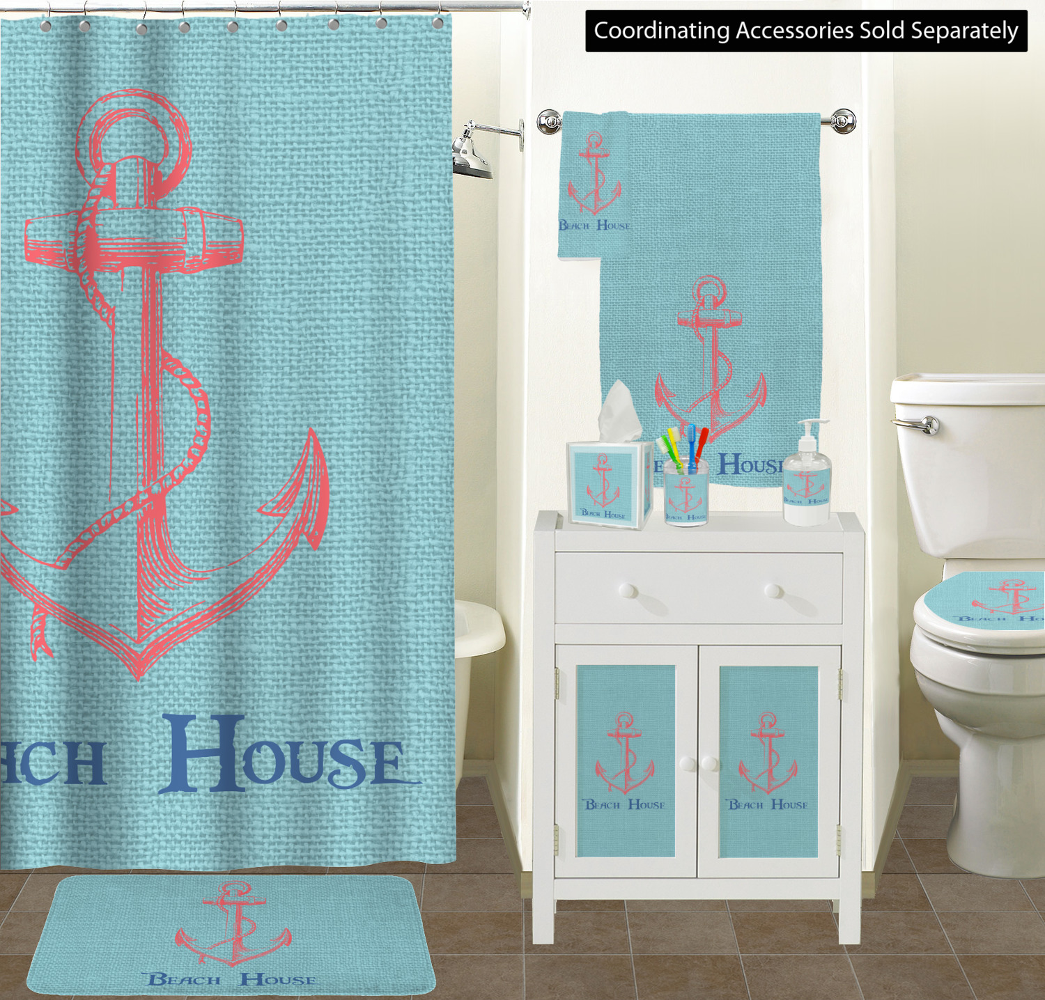 Custom Chic Beach House Waste Basket YouCustomizeIt
