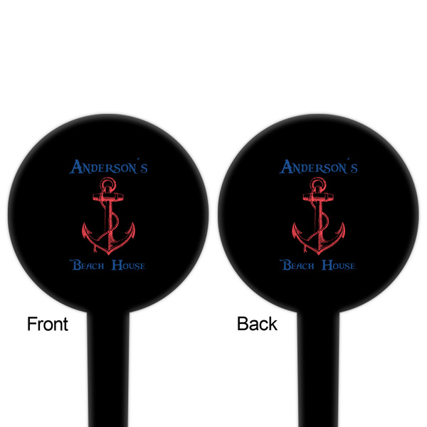 Chic Beach House Black Plastic 4" Food Pick - Round - Double Sided - Front & Back