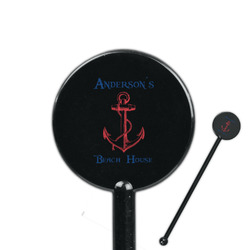 Chic Beach House 5.5" Round Plastic Stir Sticks - Black - Single Sided