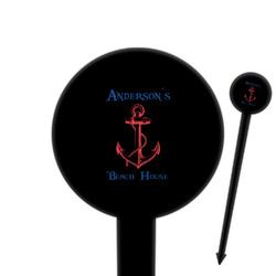 Chic Beach House 6" Round Plastic Food Picks - Black - Single Sided