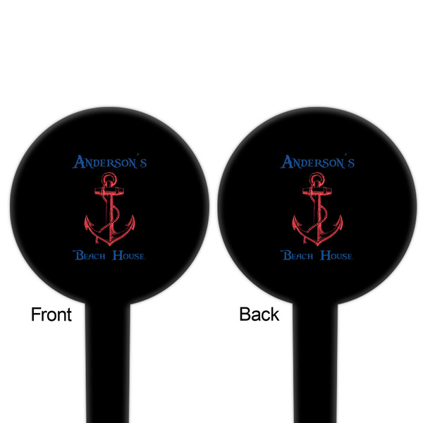 Chic Beach House Black Plastic 6" Food Pick - Round - Double Sided - Front & Back