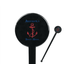 Chic Beach House 7" Round Plastic Stir Sticks - Black - Single Sided