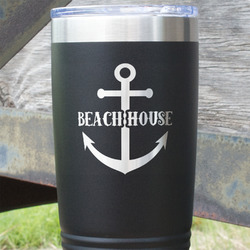 Chic Beach House 20 oz Stainless Steel Tumbler - Black - Double Sided
