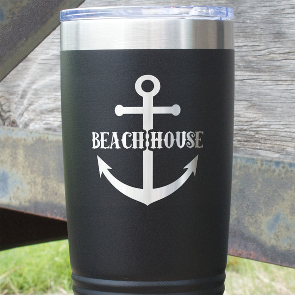 Chic Beach House Black Polar Camel Tumbler - 20oz - Close Up