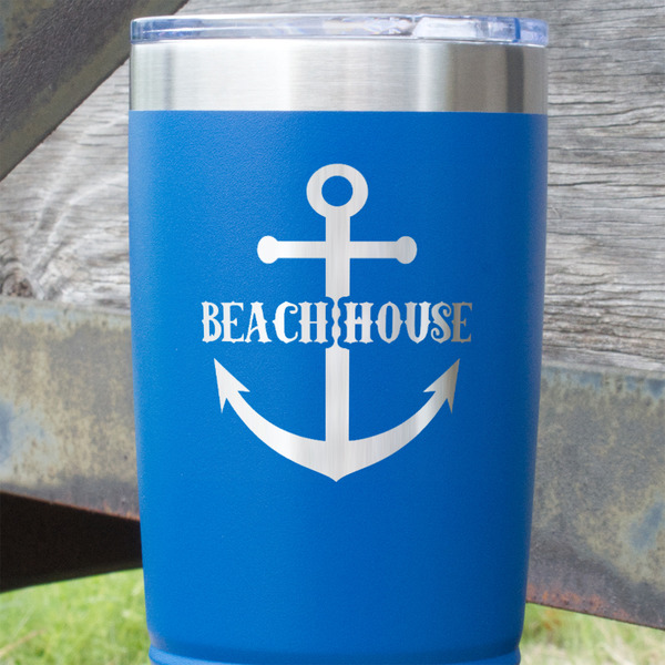 Chic Beach House Blue Polar Camel Tumbler - 20oz - Close Up