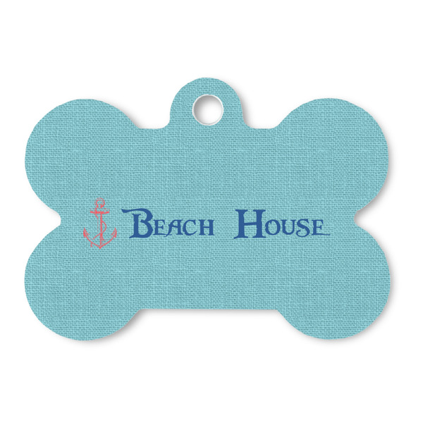 Custom Chic Beach House Bone Shaped Dog ID Tag - Large