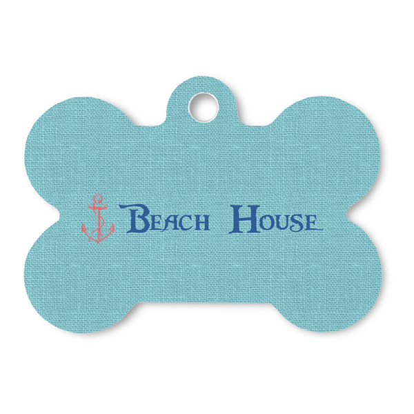 Custom Chic Beach House Bone Shaped Dog ID Tag