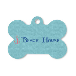 Chic Beach House Bone Shaped Dog ID Tag - Small