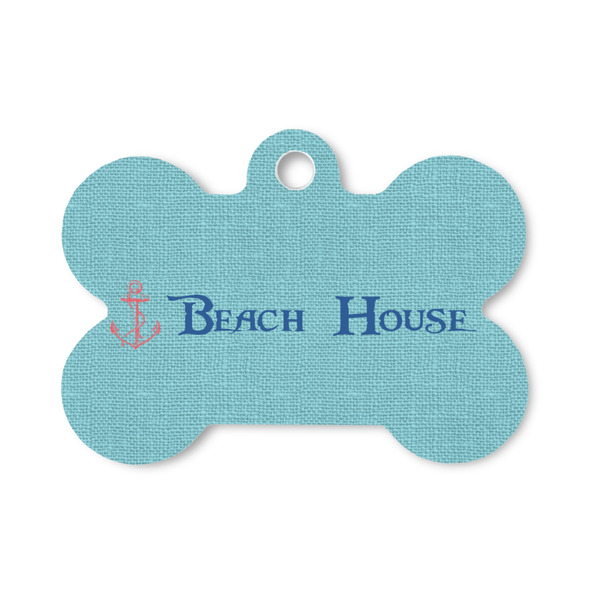 Custom Chic Beach House Bone Shaped Dog ID Tag - Small
