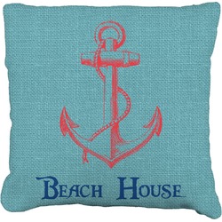 Chic Beach House Faux-Linen Throw Pillow 16"