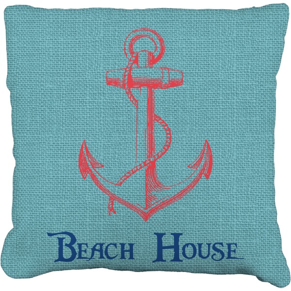 Custom Chic Beach House Faux-Linen Throw Pillow 16"