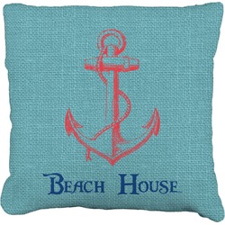Chic Beach House Faux-Linen Throw Pillow 20"