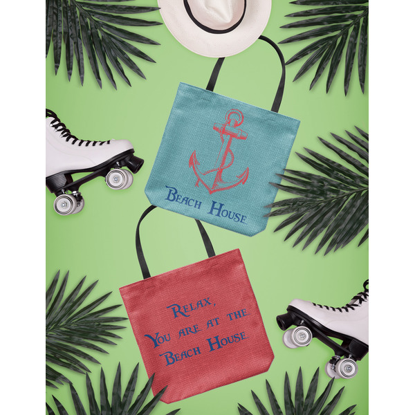 Chic Beach House Canvas Tote Lifestyle Front and Back