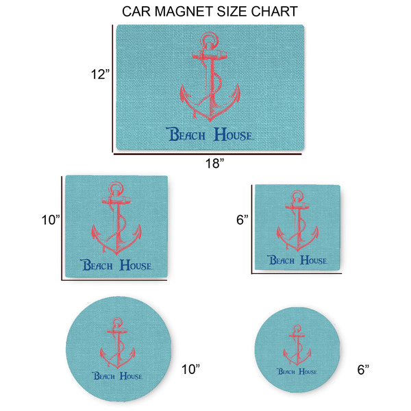 Chic Beach House Car Magnets - SIZE CHART