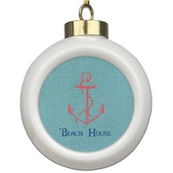 Chic Beach House Ceramic Ball Ornament