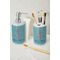 Chic Beach House Ceramic Bathroom Accessories - LIFESTYLE (toothbrush holder & soap dispenser)