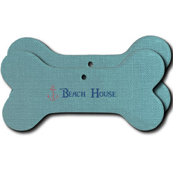 Chic Beach House Ceramic Dog Ornament - Front & Back