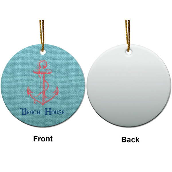Chic Beach House Ceramic Flat Ornament - Circle Front & Back (APPROVAL)