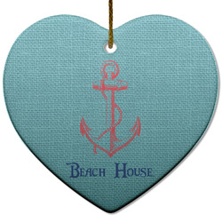 Chic Beach House Heart Ceramic Ornament