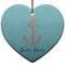 Chic Beach House Ceramic Flat Ornament - Heart (Front)