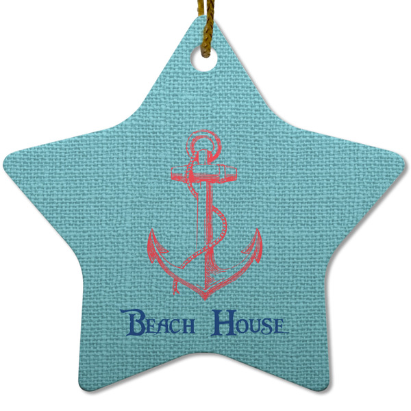Chic Beach House Ceramic Flat Ornament - Star (Front)