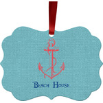 Chic Beach House Metal Frame Ornament - Double Sided