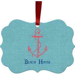 Chic Beach House Metal Frame Ornament - Double Sided