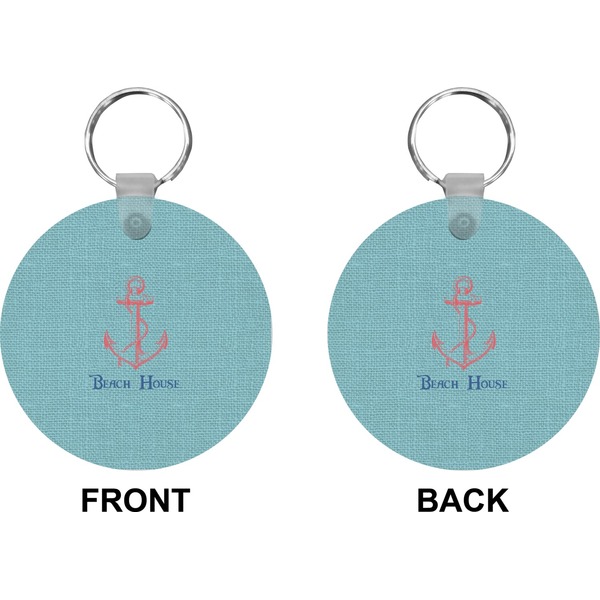 Chic Beach House Circle Keychain (Front + Back)