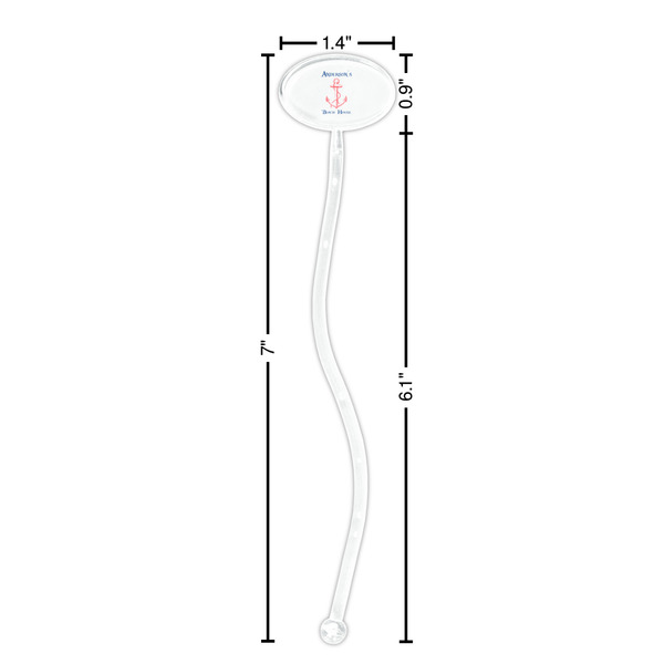 Chic Beach House Clear Plastic 7" Stir Stick - Oval - Dimensions