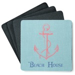 Chic Beach House Square Rubber Backed Coasters - Set of 4