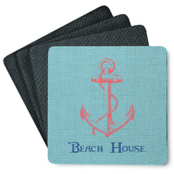 Chic Beach House Square Rubber Backed Coasters - Set of 4