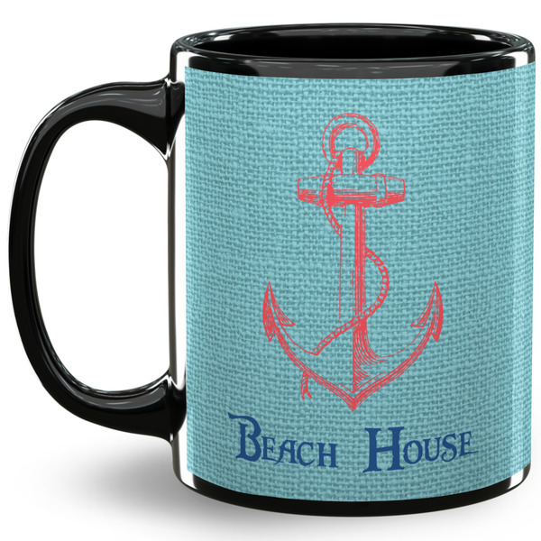 Custom Chic Beach House 11 Oz Coffee Mug - Black