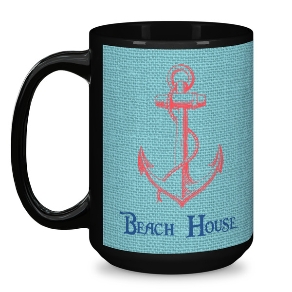 Chic Beach House Coffee Mug - 15 oz - Black