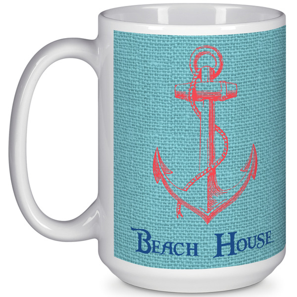 Custom Chic Beach House 15 Oz Coffee Mug - White