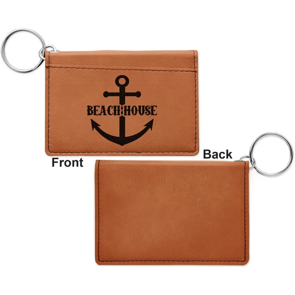 Chic Beach House Cognac Leatherette Keychain ID Holders - Front Apvl