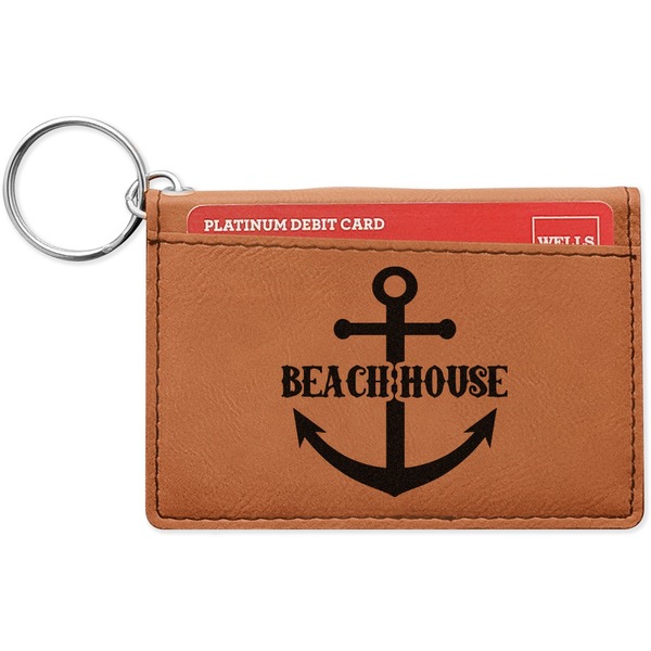 Custom Chic Beach House Leatherette Keychain ID Holder - Double Sided