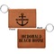 Chic Beach House Cognac Leatherette Keychain ID Holders - Front and Back Apvl